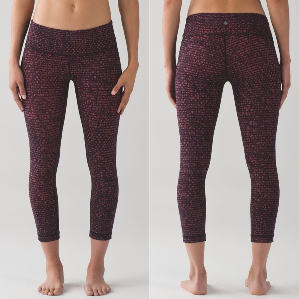 Lululemon Wunder Under Crop Full-On Luxtreme 21" Shatter Weave Dust Coral Plum